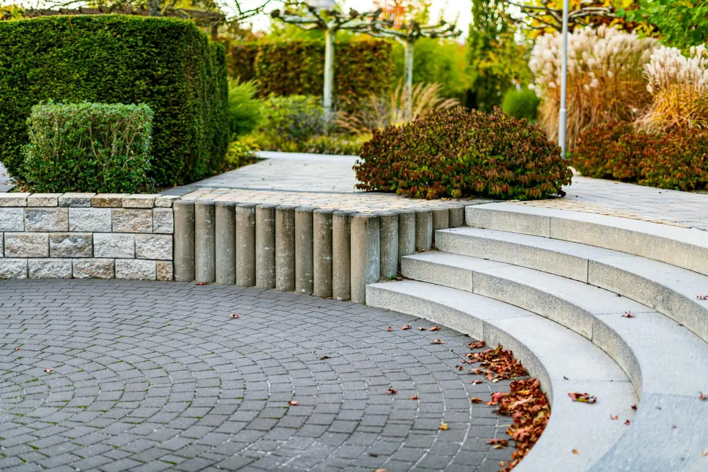 Finished terraces with steps and planting